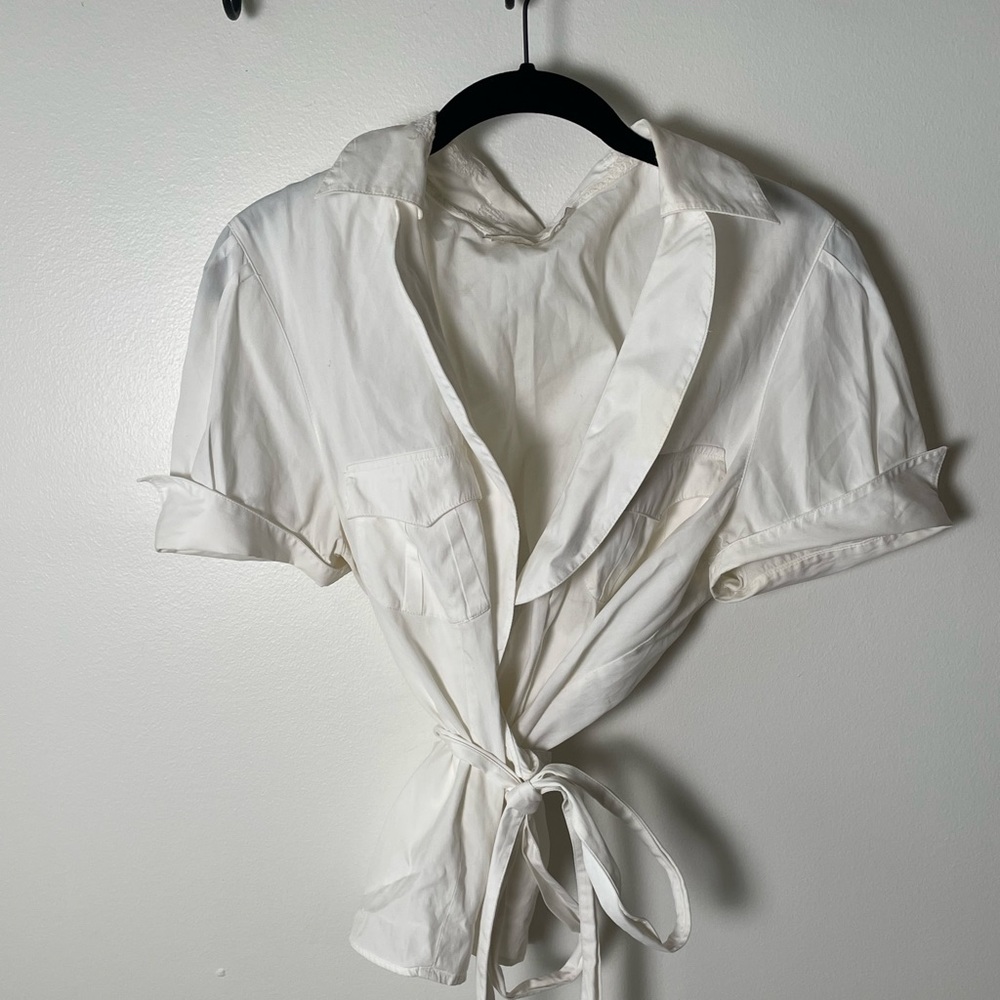 Anne Fontaine white wrap blouse. Size 44.